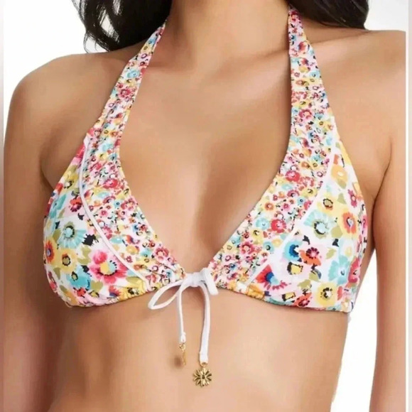 Bleu Rod Beattie Flower Hour Triangle Halter Bikini Top and Bikini Bottom Sz 10 - Picture 4 of 9